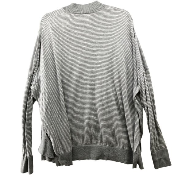 Gap Open Front Cardigan Womens XL Gray Striped Slub Knit Lightweight Side Vents - Picture 2 of 9